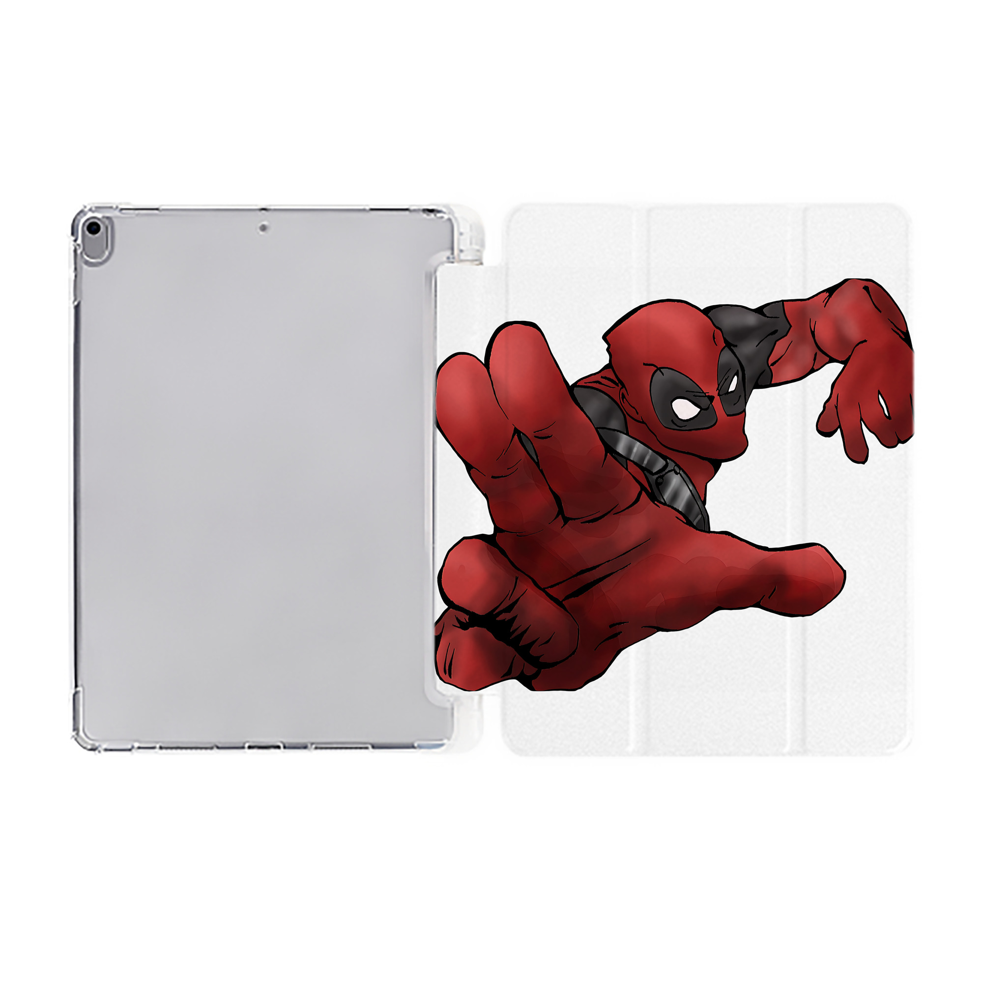 （画像用） Deadpool デッドプール IPad ケース ペン収納付き 三つ折りスタンド PUレザー×シリコン 対応機種9.5/10.5/10.9インチ